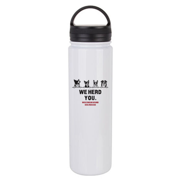 23oz. Stainless Steel Flask Bottle w/ Portable Lid - Sublimated Logo Thumbnail