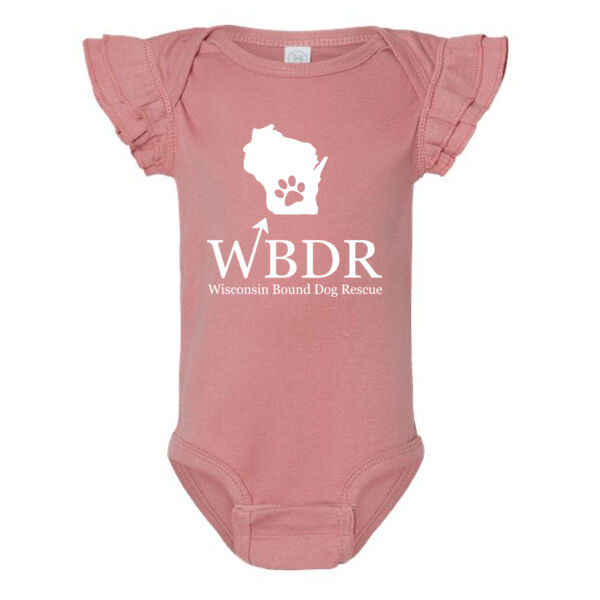 Rabbit Skins - Infant Flutter Sleeve Baby Rib Bodysuit - Printed Logo Thumbnail